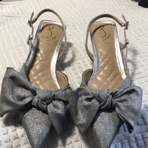 Sam Edelman Silver Slingback Heels with Bow